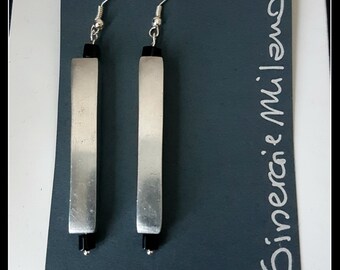 Silver Earrings-long earrings-aluminium earrings-pendant earrings-aluminium jewellery-contemporary-modern, geometric