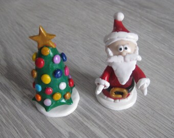 Santa Claus and Christmas tree in Fimo (made to order)