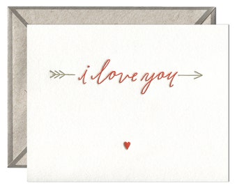 Love You Arrow letterpress card - single