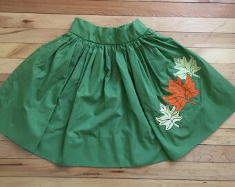 Vintage des années 1950 les filles Maple Leaf jupe verte ! Taille 6-7