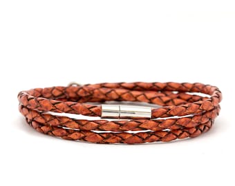 Braided brown Leather wrap bracelet for men - brown leather bracelet for men - gift idea for men