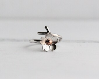 Cherry Blossom Branch, Twig Jewelry, Spring Jewelry, MADE to ORDER, Plum blossom, Twig ring, Bridal accessories, wedding jewelry