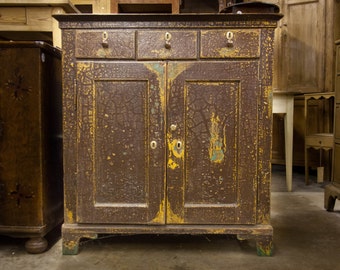Rustic Weathered Brown English Jelly Cupboard