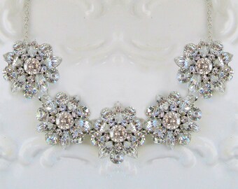 Wedding necklace, Crystal Necklace , Statement Necklace, Wedding Jewelry, Bridal necklace, Bridal Jewelry, Vintage Rose Collection