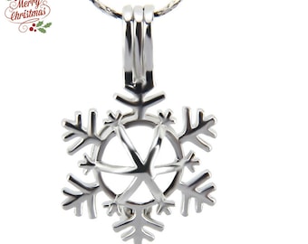 Bulk of 5pcs - 18kgp plated Pearl Cages pendant Zincorn SNOW CHRISTMAS Silver Locket for Akoya pearl