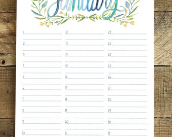 perpetual calendar chart