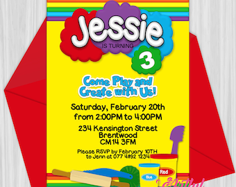 Printable Play Clay Birthday Party Invitation | Personalized