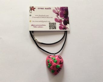heart polymer clay necklace-