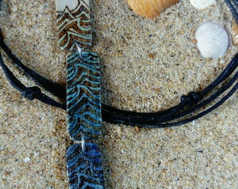 Stormy Seas Pyrography Pendant Necklace