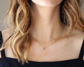 Mini Turquoise Crescent Moon Necklace