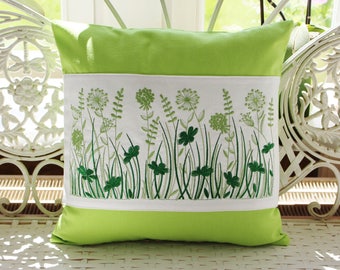 Pillow cover, grasses embroidery