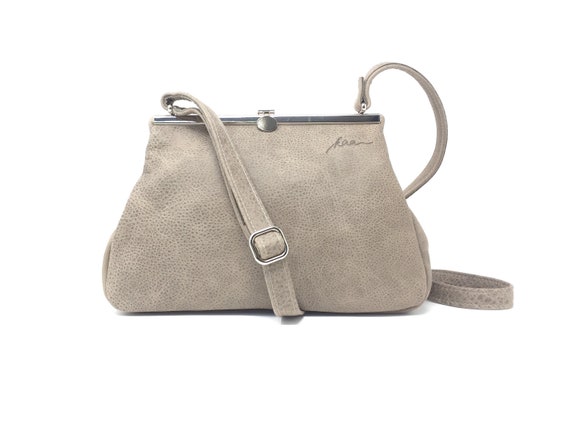 Leather bag , leather handbag , handbag grey, leather shoulder bag , bag with strap , handbag with snap
