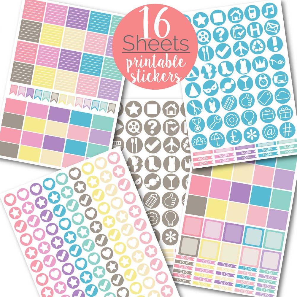 ultimate 1249 pastel planner stickers printable sticker pack