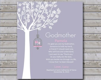 Godmother Gift - Personalized Godmother Print - Gift for Godparents - Gift for Baptism or Communion - Available In Any Color