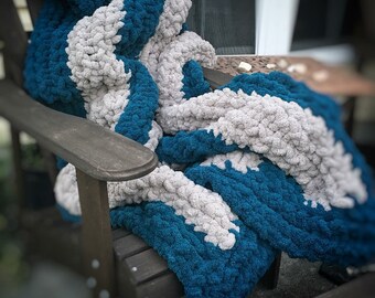 Chunky Handmade-Knitted Chenille Blanket