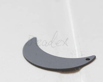 4 Pieces / Matte Black Plated / Moon / Crescent / Charm (C3593//G1069)