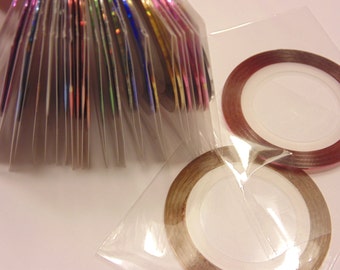 2 rolls nail art striping tape, 1 mm , blue and pink (S3)