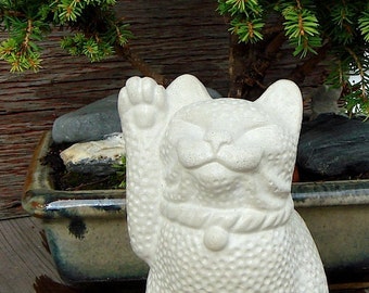 Maneki Neko Lucky Cat Long Tail Sculpture by Tyber Katz