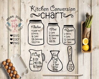 Kitchen svg, Kitchen Measurement Chart, Kitchen conversion chart svg, measuring cup svg, kitchen cut files, measuring jars svg, kitchen dxf