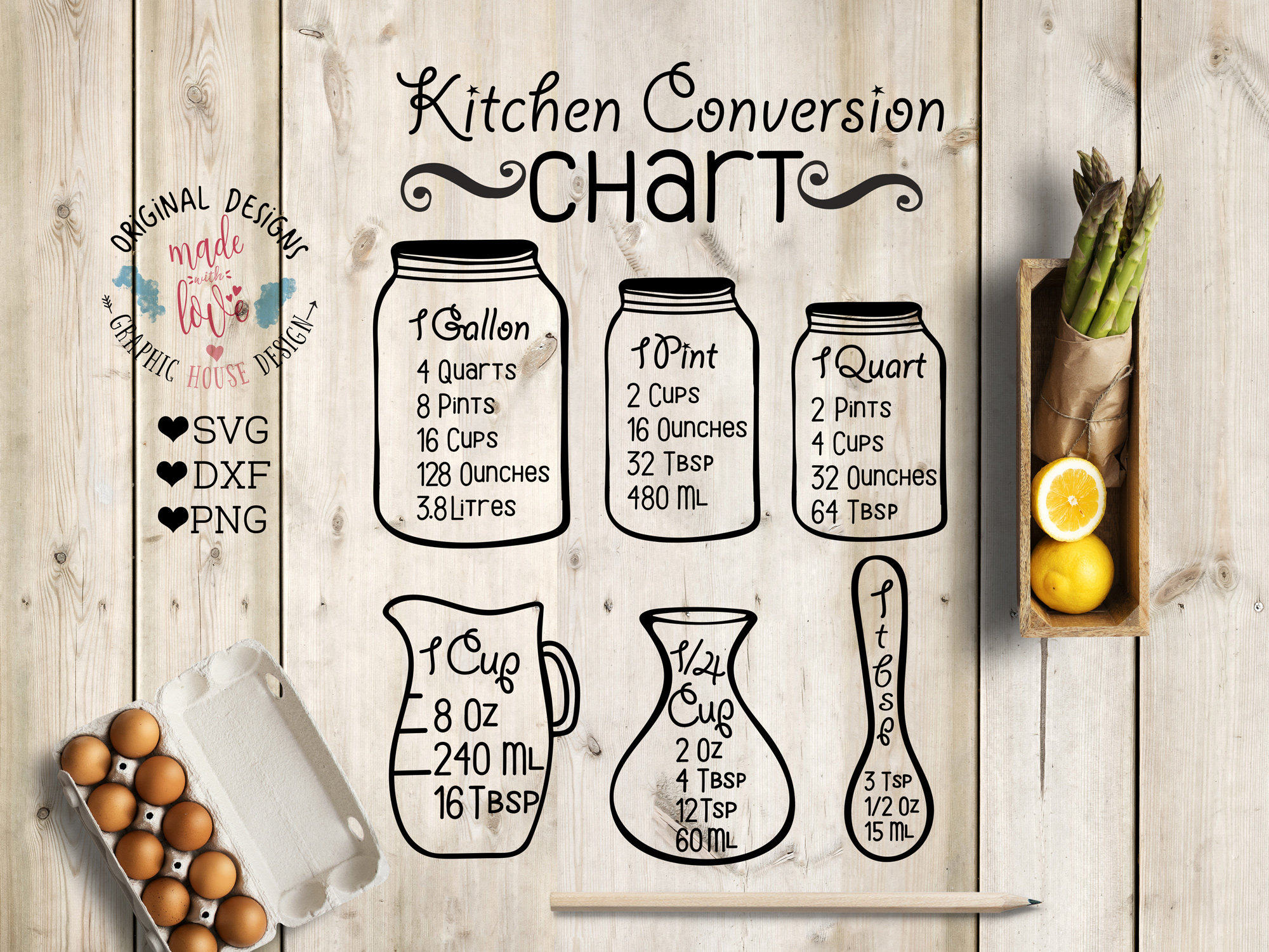 Download Kitchen svg Kitchen Measurement Chart Kitchen conversion
