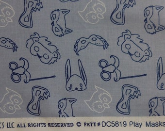 Let's Pretend, Michael Miller Fabrics, PLAY MASKS, Quilting weight cotton, Hard to find fabric