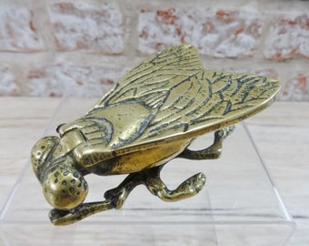 Old Vintage brass fly trinket box / ashtray
