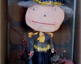 Primitive Halloween Pattern EPattern PDF Witch Doll Mixed Media Figurine Folk Art by Hickety Pickety AS42