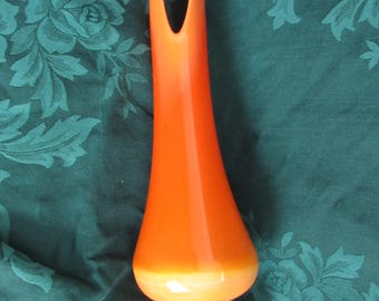 Vintage L E Smith Bittersweet Swung Glass Vase, Large, Mid Century Modern