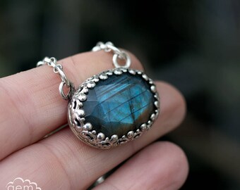Labradorite and sterling silver necklace - Argante -