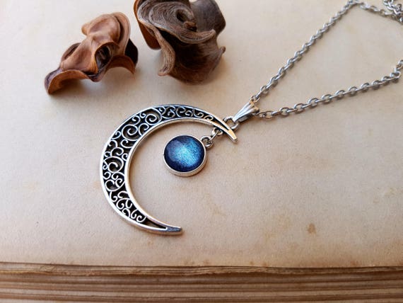 Moon Necklace Crescent Moon Necklace Galaxy Necklace