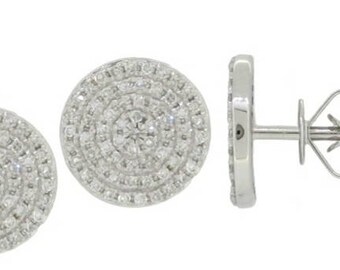 14KT Gold Micro Pave Diamond Disc Studs (Medium)