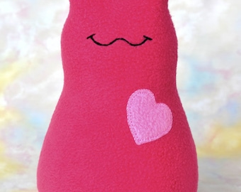 Handmade Slug Stuffed Animal, Watermelon Pink Fleece Plush, Personalized Tag, Kids Baby Toddler Soft Doll Art Toy, Hug Me Slug, 9 inch