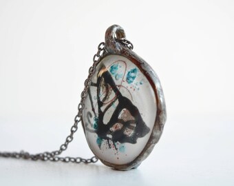 Bohemian necklace, Butterfly pendant, Boho jewelry, Rustic necklace, Stained glass pendant, Tiffany technique, Fused glass jewelry