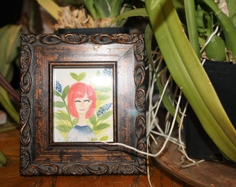 Smile (Original Watercolor in 2.5x 3 frame.)