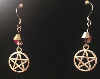 Silver Pentacle Dangle Earrings