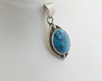 Sterling Silver 925 Estate Turquoise Pendant