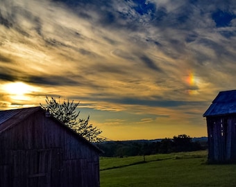 Sunset Between the Barns Photo