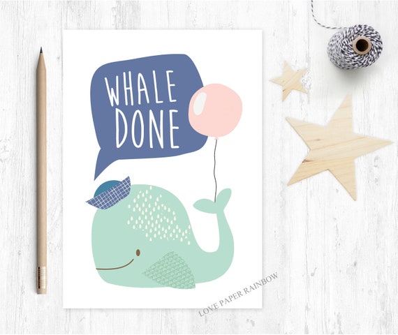 graduation card funny congrats card well done whale done greeting card pass driving test kids congratulations card pun