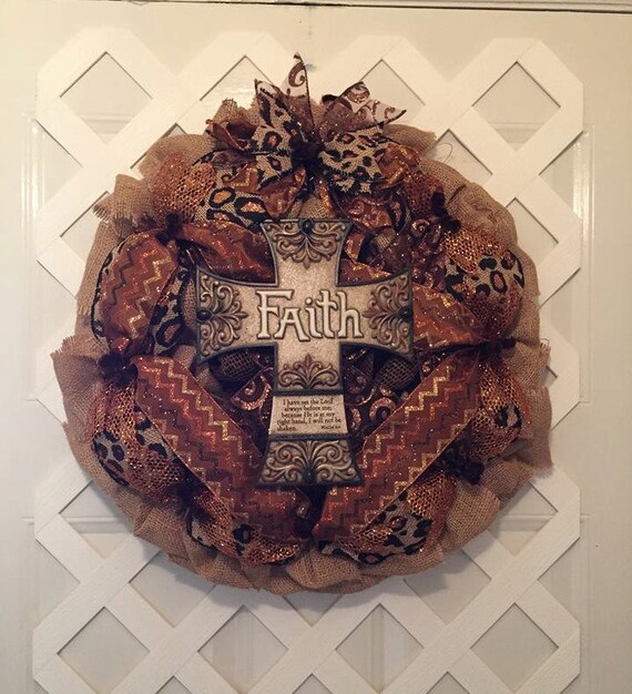 Christian Burlap Wreath - Burlap Cross Wreath - Religious Burlap Wreath - Cross Wreath - Cross - Everyday Wreath - Burlap Wreath - Burlap
