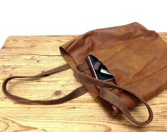 Sale!!! Brown leather bag Tote bag Soft leather tote bag Large tote Front Pocket Leather shopper tote purse Shopper Tote bag