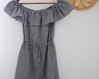 Off the shoulder gingham dress
