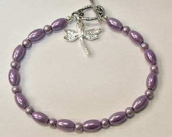 Magnetic Purple Beads with Dragonfly Charm