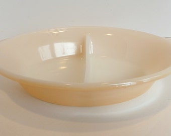 Fire King Peach Lusterware Sectioned Serving Bowl