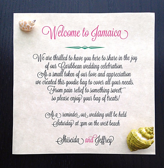 Message in a Bottle Note Destination Wedding Welcome Note