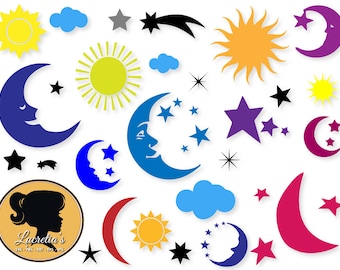 Moon, Moon svg , star , Sky, Cloud Svg, Shooting Svg, Sun Silhouette, SVG files for Silhouette ,vector, dxf eps