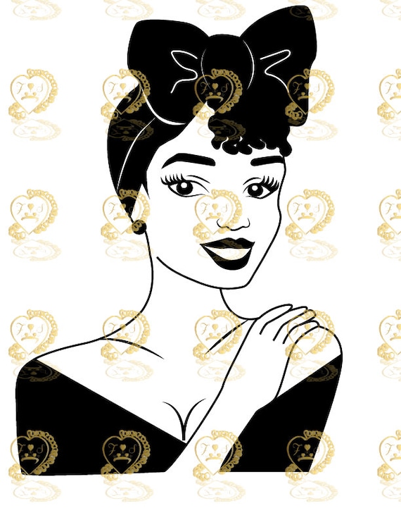 Download Monique African American Woman with headwrap Svg Black