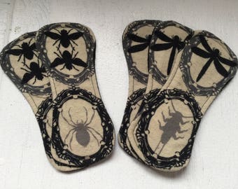 1 Wingless Cloth Pantyliner with PUL - Bugs - Spotting, Light Flow, Incontinence, Daily Liner, Contour Liner, Wingless Liner