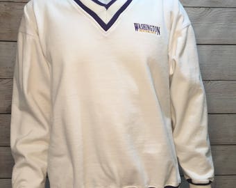 Vintage University of Washington Huskies Sweater UW Huskies V neck Sweater