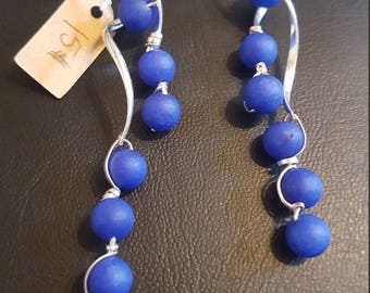 Blue and SIvler Cascade Earrings