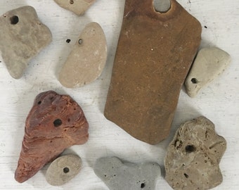 Rocks with holes, beach rocks, lake michigan stones, stones with holes